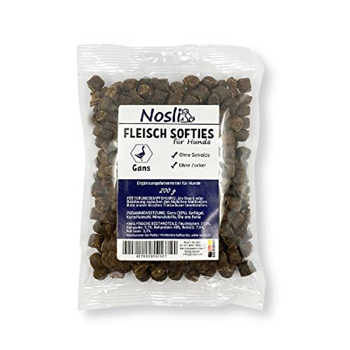 Nosli Fleisch Softies für Hunde • Trainingsleckerli • Hundeleckerli • getreidefrei • Gans (200g) von Nosli