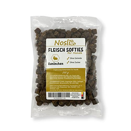 Nosli Fleisch Softies für Hunde • Trainingsleckerli • Hundeleckerli • getreidefrei • Kaninchen (200g) von Nosli