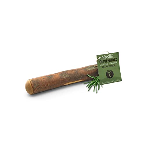 Nosli Holzknochen für Hunde mit Olivenöl • Hochwertiges Olivenholz Kauknochen Hundespielzeug • Zahnpflege-Kaustab • Kaustock Holz • 3er Pack S 60-99g von Nosli