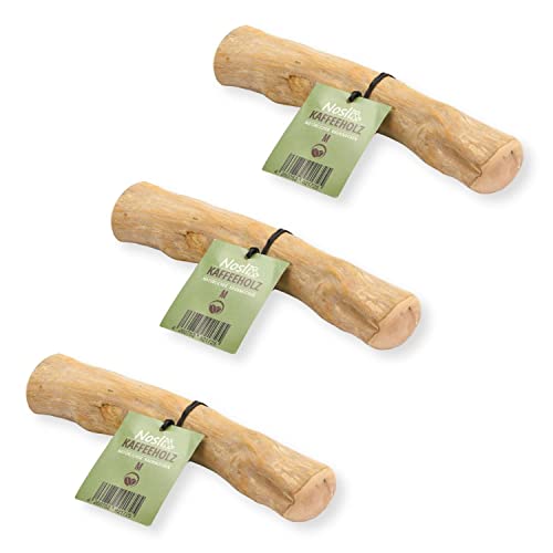 Nosli Kauholz Kaffeeholz für Hunde • Holzknochen für Hund • Hundespielzeug • Zahnpflege • Ohne Koffein • Größe: M 3er Pack von Nosli