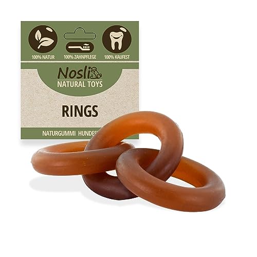 Nosli Natural Toys Rings für Hunde • Premium Beißring aus 100% Naturkautschuk ohne Farbstoffe • Kauspielzeug für Hunde • Robustes Hundespielzeug für kleine & große Hunde • Gummiring Hund von Nosli