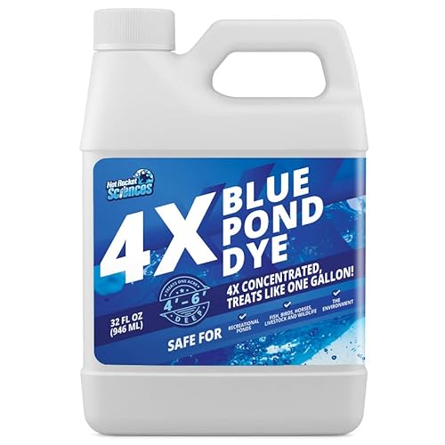 4 x Teichfarbe, behandelt bis zu 1 Acre – Natürliches Blau konzentriertes flüssiges Seefärbemittel, schattiert und schützt, sicher für Wildtiere von Not Rocket Sciences