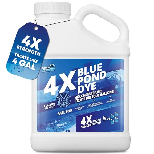 4 x blaue Teichfarbe – behandelt wie 1,8 l und deckt 4 Hektar ab, konzentrierte Teichfarbe blau, flüssiger Teichschatten und blaue Farbe für Teiche und Seen, bietet natürliche blaue Farbe, sicher für von Not Rocket Sciences