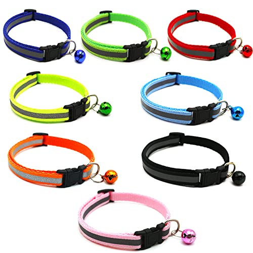 Welpenhalsbänder,8 Stück Welpen ID Kragen Katzenhalsband Reflektierendes mit Glöckchen für kleine Hunde und Katzen,19–32 cm Pack of 8 pet collars von Nothers