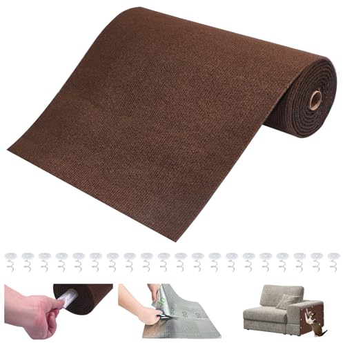 NouveLife Verbesserte Kratzmatte, selbstklebend, für Katzen, Schutz für Sofa, Katze, Anti-Kratzer, Schutz für Möbel, Türen, Wände, DIY Zuschnitt mit 20 Nadeln (braun, 40 x 200 cm) von NouveLife