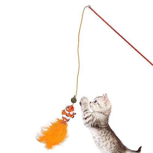 Cat Toys Interactive | Interaktive Katzenspielzeuge für Katzen mit Katzenminze | Fischrutenspielzeug, interaktive Katzenspielzeuge für Indoor-Katzen Interaktion, Bewegung, Laufen, Spiel Novent von Novent