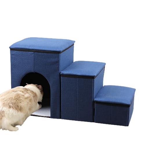 Hundetreppe für Hochbett,Haustierstufen für Hochbetten | 3-Stufen-Hundetreppe für kleine Hunde und Katzen, Haustiertreppe zum Hochbettklettern, rutschfeste, ausgewogene Haustiertreppe für den Novent von Novent