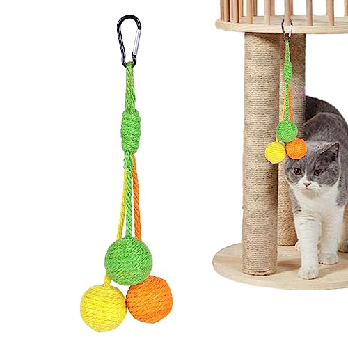 Kitten Sisal Scratching Ball - Kätzchen Spielzeug mit Sisal Seil - Interaktives Rolling Ball Scratch Katzenspielzeug, Portable Indoor Cat Sisal Seil Ball Spielzeug für Kätzchen Welpen Katze Haustiere von Novent