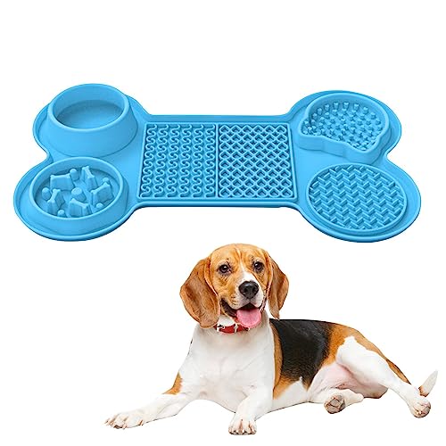 Novent Leckpads für Hunde, Welpen-Slow-Feeder-Matte, Futterunterlage für Haustiere, Sechs-in-1-Trennwand-Design, 5 große Saugnapf-Designs, gesunde Essgewohnheiten für Hunde, Kätzchen, Katzen von Novent