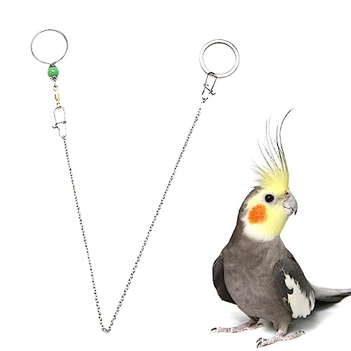 Novent Papageienhalsleinenkette, Edelstahl-Vogel-Halsband-Kette, Sicherheitsschnallen-Design, verstellbare Halsbandkette, um zu verhindern, DASS der Papagei verloren geht von Novent