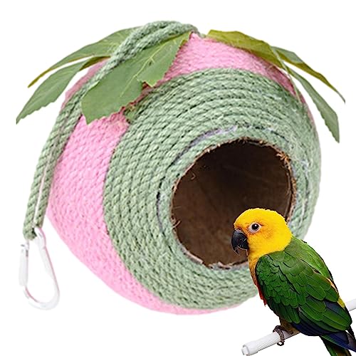 Vogel Nest Hut - Kokosnuss Haus für Vögel - Natürliche Kokosnuss Shell Vogelhaus, handgewebte Vogelnest für Papageien, Schwalbe, Conures, Spatz Novent von Novent