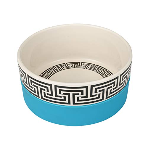 Now House for Pets by Jonathan Adler Now House Griechischer Schlüssel Duo Schüssel – groß, schwarz, weiß und blau von Jonathan Adler