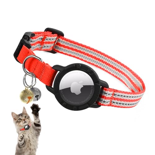 AirTag Katzenhalsband - Reflektierendes Kätzchenhalsband mit integriertem Apple Air-Tag-Halter | Leichtes, elastisches Sicherheitskatzen-Tracker-Halsband mit Glocke für Mädchen, Jungen, Katzen AirTag Katzenhalsband - Reflektierendes Kätzchenhalsband mit integriertem Apple Air-Tag-Halter | Leichtes, elastisches Sicherheitskatzen-Tracker-Halsband mit Glocke für Mädchen, Jungen, Katzen von NozlaID