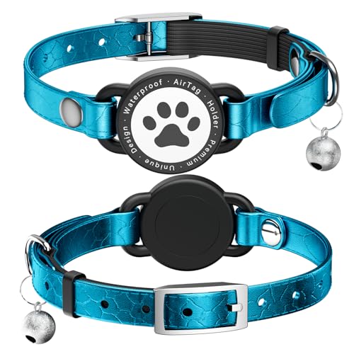 Leder AirTag Katzenhalsband, Wasserdichtes Katzenhalsband mit Apple Air Tag Halter, Metallschnalle Bequemes, Katzen Halsband mit Glocke für Mädchen, Jungen, Katzen Leder AirTag Katzenhalsband, Wasserdichtes Katzenhalsband mit Apple Air Tag Halter, Metallschnalle Bequemes, Katzen Halsband mit Glocke für Mädchen, Jungen, Katzen von NozlaID
