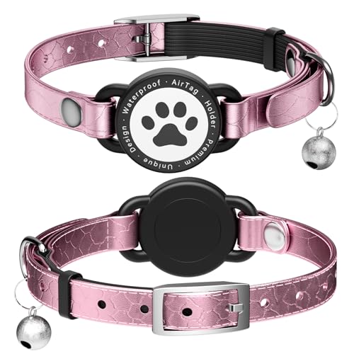 Leder AirTag Katzenhalsband, Wasserdichtes Katzenhalsband mit Apple Air Tag Halter, Metallschnalle Bequemes, Katzen Halsband mit Glocke für Mädchen, Jungen, Katzen Leder AirTag Katzenhalsband, Wasserdichtes Katzenhalsband mit Apple Air Tag Halter, Metallschnalle Bequemes, Katzen Halsband mit Glocke für Mädchen, Jungen, Katzen von NozlaID