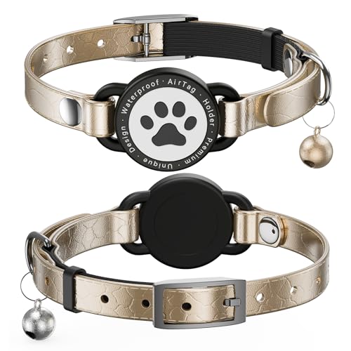 Leder AirTag Katzenhalsband, Wasserdichtes Katzenhalsband mit Apple Air Tag Halter, Metallschnalle Bequemes, Katzen Halsband mit Glocke für Mädchen, Jungen, Katzen Leder AirTag Katzenhalsband, Wasserdichtes Katzenhalsband mit Apple Air Tag Halter, Metallschnalle Bequemes, Katzen Halsband mit Glocke für Mädchen, Jungen, Katzen von NozlaID