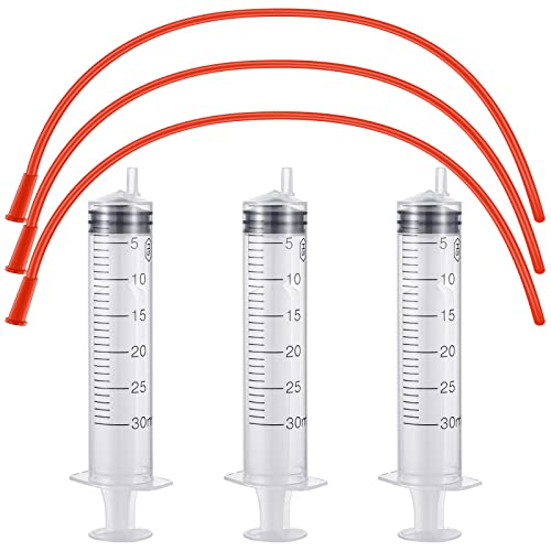 3 Sets Welpen-Kätzchen-Futterröhrchen-Set enthält 3 Stück 8 FR rote Gummi-Futtertuben und 3 Stück 30 ml transparente Fütterungsspritze Kätzchenspritze Fütterungszubehör Fütterrohr Spritzen Werkzeug für kleine Tiere von Nuanchu