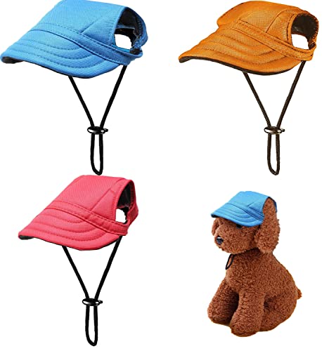 Nuatptin 4 Stück HundeBaseballkappe Hund Outdoor Sport Hut Kappe Verstellbar Kordelzug Atmungsaktiv Hund Sonnenhut mit Ohrlöchern für Kleine Mittlere Große Hunde Haustier Sonnenschutz Caps (Rot, von Nuatpetin