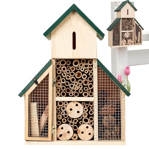 Nubamzy Bee Hotel | Hängender Marienkäfer Unterstand | Dekoratives Multi Habitat Haus für Hof, Gartenunterstand für Marienkäfer Florfliegen Biene von Nubamzy