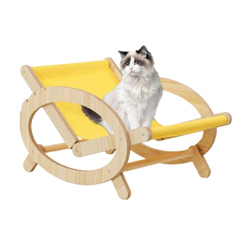 Nubamzy Verstellbares Katzenbett | Verstellbarer Katzenschaukelstuhl Hocker – mit -Holz, erhöhtes Hundesofa, Hängematte, kratzfest, für Haustiere von Nubamzy