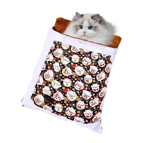 Nudorpn Katzen-Winterschlafsack,Warmer Katzenschlafsack - Bequemes Katzenbett,Welpenhöhlenbett für Hauskatzen, weicher, gemütlicher Katzensack, Bequeme Katzenbetthöhle, Haustier-Kuschelsack von Nudorpn