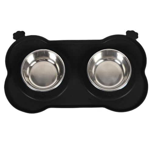 Hund Double Feeding Bowl, Abnehmbare Haustierschüssel-Set, Nicht Skidische Hundefuttergericht, Abnehmbarer Edelstahl, Weit Verbreitet, 35x19 cm Für Kleine, Mittelgroße, Große Haustiere von Nuhjytgf