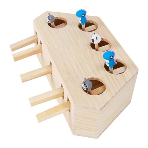 Interactive Cat Toys, Whack Game Cat Toys Scratching, Wooden Interactive Cat Toy, Wooden Kittens Whack Mole Puzzle Relieve Toy, 5 Holes Cat Scratcher, Enrichment Cat Toy For Playful Cats And Kittens von Nuhjytgf