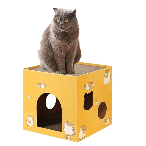 Katzenkrallenschärfer Haus, Katze Papphaus, Multifunktionaler Kratzbaum Pappbox, Katzenkrallenschärfer Pappe, Katzenkratzbaum zum Spielen, Entspannen & Schlafen von Nuhjytgf