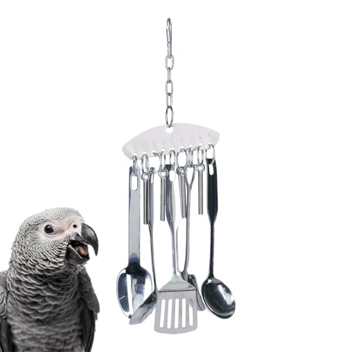 Nuhjytgf Stainless Steel Bird Chew Toy, Parrot Bird Spoon Ring Toy, Bird Chew Toy for Parrot, Gnawing Scoops Toy, Adorable Bird Chew Toy for Finches, Cockatoos, Budgie, Lovebirds & Parrot Accessories von Nuhjytgf