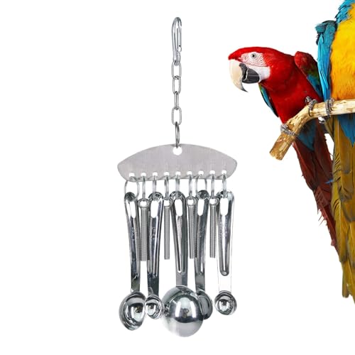 Nuhjytgf Stainless Steel Bird Chew Toy, Parrot Bird Spoon Ring Toy, Bird Chew Toy for Parrot, Gnawing Scoops Toy, Adorable Bird Chew Toy for Finches, Cockatoos, Budgie, Lovebirds & Parrot Accessories von Nuhjytgf