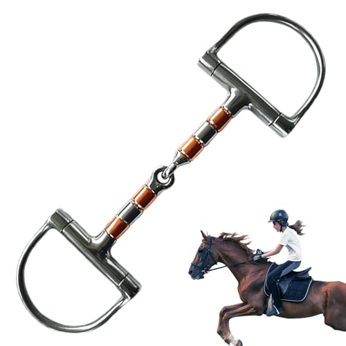 Nuhjytgf Stainless Steel Horse Chew, Copper Roller Mouth Horse Bit, Stainless Steel D-Ring Snaffle Bits, Horse Bit, Single Joint Professional Ring Snaffle Bit for Horses von Nuhjytgf