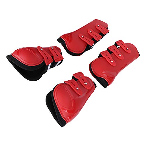 Nunafey Pu Horse Legguard, atmungsaktiver, langlebiger, verdickter Horse Legguard, leicht für jedes Wetter Training Race Horse(Set of red, Standard Large) von Nunafey