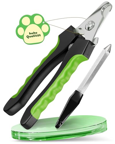 NUNBELLPET® Krallenschere für Hunde und Katzen - Professioneller Krallenschneider, Nagelschere für Kleintiere, Sicherer Krallenzange mit Schutz, Ideal für Fell- und Krallenpflege (Grün, L) von Nunbellpet