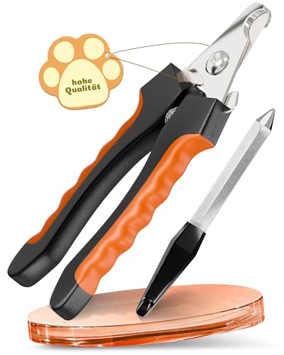 NUNBELLPET® Krallenschere für Hunde und Katzen - Professioneller Krallenschneider, Nagelschere für Kleintiere, Sicherer Krallenzange mit Schutz, Ideal für Fell- und Krallenpflege (Orange, L) von Nunbellpet