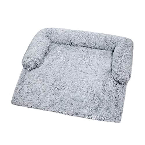 Nunubee Hundebett Flauschig weicher Plüsch-Möbelbezug mit waschbarer Hundeunterlage für große kleine bis mittelgroße Hunde und Katzen 102 * 90 * 20cm hellgrau von Nunubee