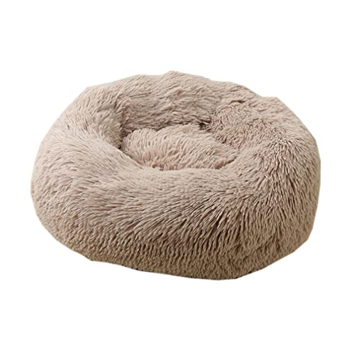 Nunubee Rundes Haustierbett aus Plüsch für Katzen oder Hunde Herbst Winter Schlafzimmer bequemer Zwinger abnehmbar und waschbar 100cm Khaki von Nunubee