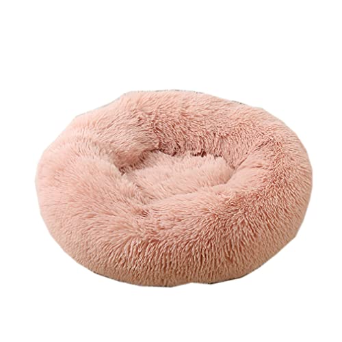 Nunubee Rundes Haustierbett aus Plüsch für Katzen oder Hunde Herbst Winter Schlafzimmer bequemer Zwinger abnehmbar und waschbar 100cm Leder Rosa von Nunubee