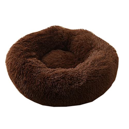 Nunubee Rundes Haustierbett aus Plüsch für Katzen oder Hunde Herbst Winter Schlafzimmer bequemer Zwinger abnehmbar und waschbar 110cm dunkelbraun von Nunubee