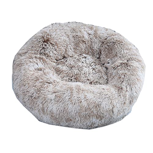 Nunubee Rundes Haustierbett aus Plüsch für Katzen oder Hunde Herbst Winter Schlafzimmer bequemer Zwinger abnehmbar und waschbar 110cm Farbverlauf Khaki von Nunubee