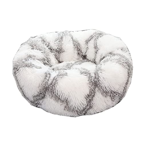 Nunubee Rundes Haustierbett aus Plüsch für Katzen oder Hunde Herbst Winter Schlafzimmer bequemer Zwinger abnehmbar und waschbar 40cm grau von Nunubee