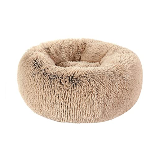 Nunubee Rundes Haustierbett aus Plüsch für Katzen oder Hunde Herbst Winter Schlafzimmer bequemer Zwinger abnehmbar und waschbar 70cm Farbverlauf Mokka von Nunubee