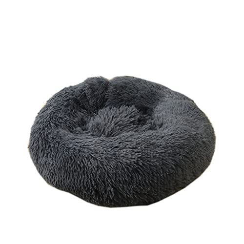 Nunubee Rundes Haustierbett aus Plüsch für Katzen oder Hunde Herbst Winter Schlafzimmer bequemer Zwinger abnehmbar und waschbar 70cm dunkelgrau von Nunubee