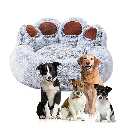 Nupaque Beruhigendes Hundebett – Plüsch-Isomatte in Pfotenform mit herausnehmbarem Innenkissen, Pfotenförmiges Bett für Hunde und Katzen, Welpen und Kätzchen von Nupaque