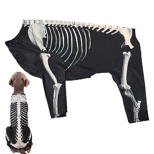 Nupaque Halloween-Haustier-Skelett-Kostüm - Cosplay Party Pullover - Haustier-Kleidung, Halloween-Skelett, Halloween-Kostü -Zubehör für Haustiere, verkleideter Overall von Nupaque