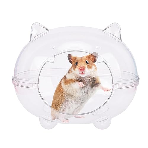 Nupaque Hamster Sand Badebehälter | Badebehälter Anti-Spritzer Auslaufsicher Transparent Hamster Zubehör Cartoon Niedlich - Hamstertoilette Fallfest Waschbar Haustierbedarf Für Lemminge Chinchilla von Nupaque