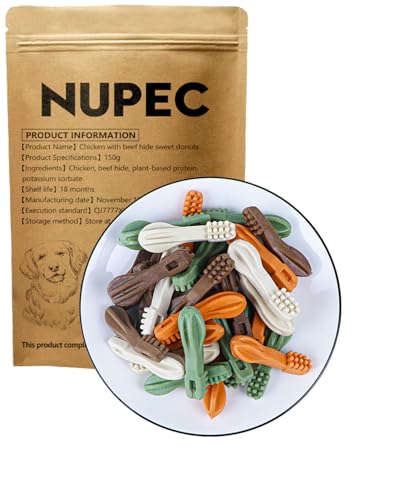 Haustier-Snack, Hundesnack, Kauknochen, Leckerlis, Hundetrainingsprämie, Geschenk für Hunde (4 Geschmacksrichtungen: Kalziummilch, Rind, Grüner Tee, Huhn) von Nupec