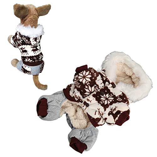 Hunde-Weihnachtsjacke, Schneeflocken-Elch-Hundewinterjacke für Kleine Mittelgroße Hunde, Weihnachtlicher Kapuzenmantel für Haustiere Zur Vermeidung von Haarschäden, Warme (L) von Nurnesy