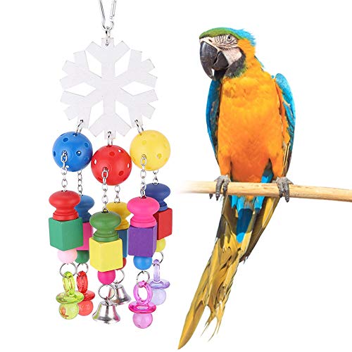 Nurnesy Papageien-Schaukelspielzeug, Bunte Holzblöcke mit Haken für Vogelkäfig, Vogel-Hängeschaukel, E-freundliches Holzspielzeug, Stabiles Vogelspielzeug, Ornament für Käfig, von Nurnesy