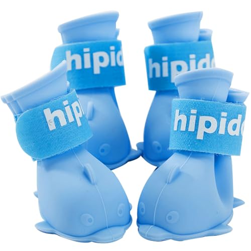 Nurnesy Pet Boots Waterpr001 Hundeschuhe, Niedliche Cartoon-Silikon-Regenschuhe mit Hakenschlaufe für Pomeranian Bichon Teddy, Kleine Leichte Stiefeletten für Sichere Spaziergänge Im von Nurnesy