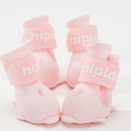 Nurnesy Pet Boots Waterpr001 Hundeschuhe, Niedliche Cartoon-Silikon-Regenschuhe mit Hakenschlaufe für Pomeranian Bichon Teddy, Kleine Leichte Stiefeletten für Sichere Spaziergänge Im von Nurnesy